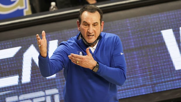 Duke's Coach K during an ACC tournament game